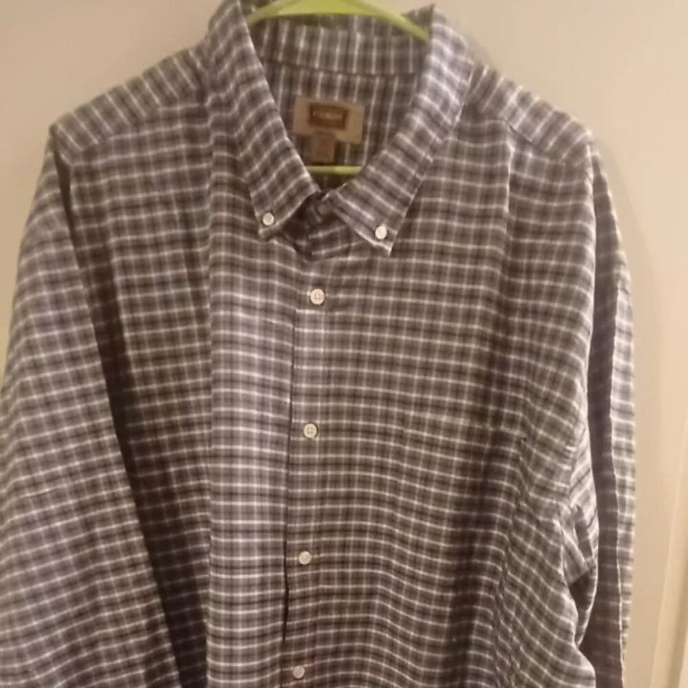 The Foundry Supply Co. 3XL Long Sleeve Gray/Black/White Plaid Button Down Shirt